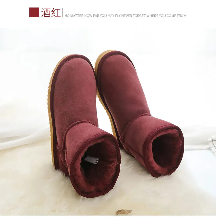 Klassische neue Winterstiefel aus echtem Schaffell, Schneestiefel 2025, Damenschuhe, natürliche Fellwolle, echtes Schaffell, Damen-Knöchel-Schneestiefel