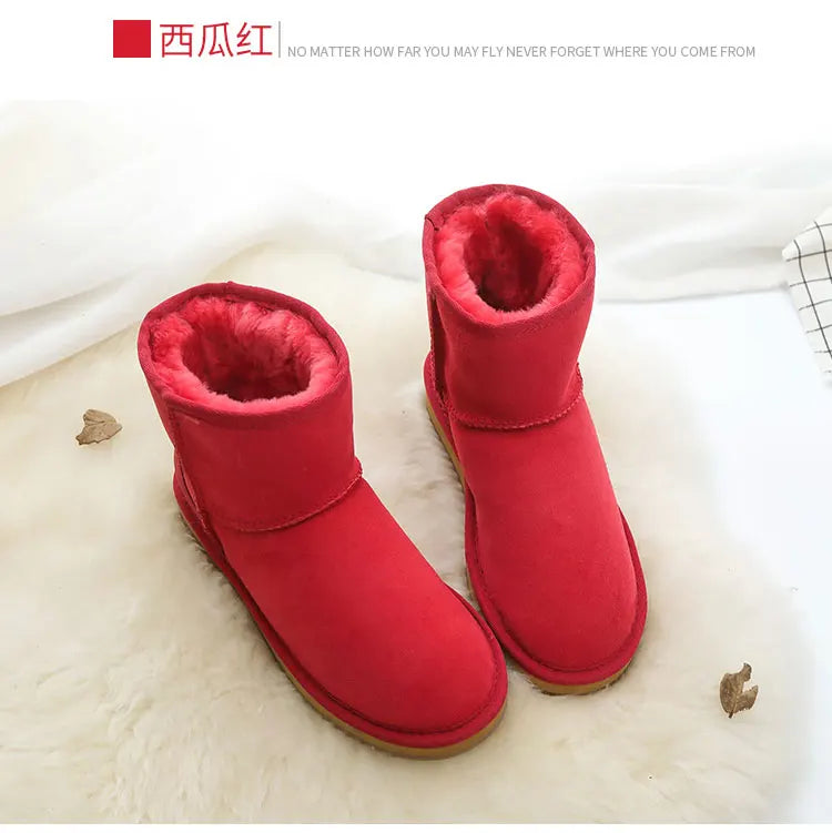 Klassische neue Winterstiefel aus echtem Schaffell, Schneestiefel 2025, Damenschuhe, natürliche Fellwolle, echtes Schaffell, Damen-Knöchel-Schneestiefel