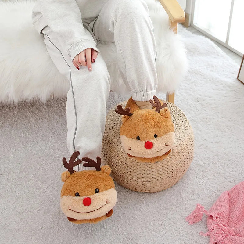 Warme Hausschuhe Niedliche Indoor-Hausschuhe Bequeme Damen-Zehentrenner Rutschfeste Winterschuhe Flache Cartoon-Schuhe für den Boden EU36-43 Geschenke Gelb