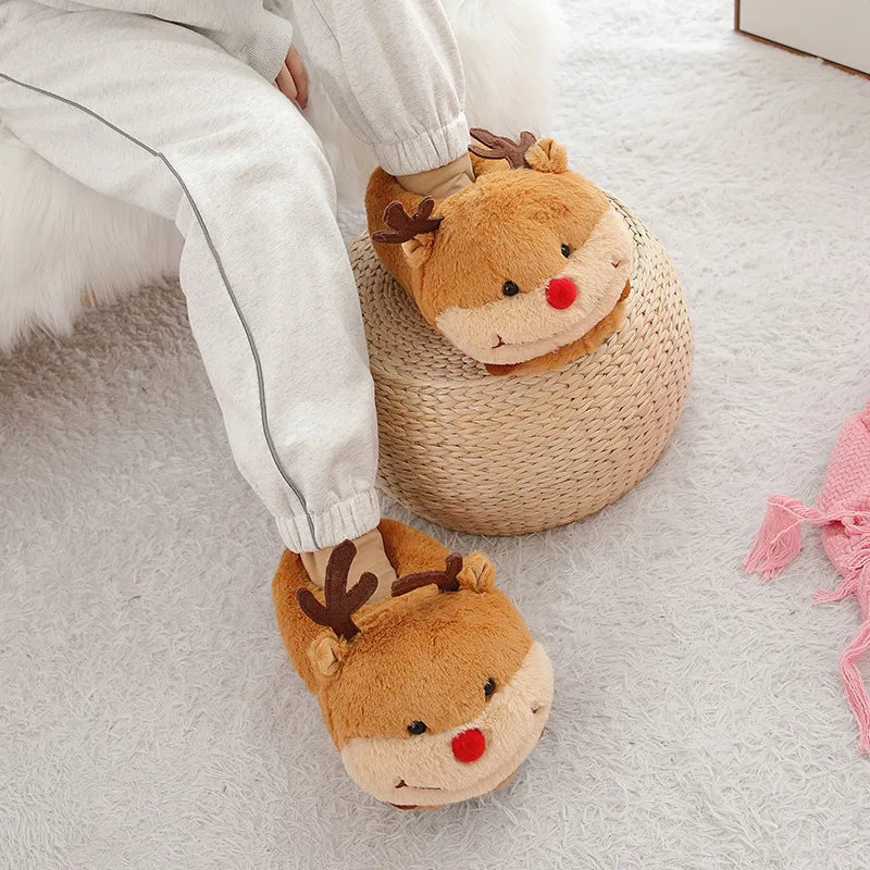 Warme Hausschuhe Niedliche Indoor-Hausschuhe Bequeme Damen-Zehentrenner Rutschfeste Winterschuhe Flache Cartoon-Schuhe für den Boden EU36-43 Geschenke Gelb