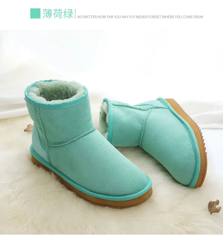 Klassische neue Winterstiefel aus echtem Schaffell, Schneestiefel 2025, Damenschuhe, natürliche Fellwolle, echtes Schaffell, Damen-Knöchel-Schneestiefel