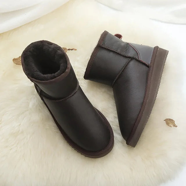 Klassische neue Winterstiefel aus echtem Schaffell, Schneestiefel 2025, Damenschuhe, natürliche Fellwolle, echtes Schaffell, Damen-Knöchel-Schneestiefel
