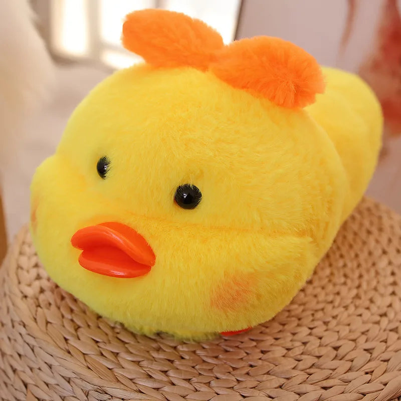 Warme Hausschuhe Niedliche Indoor-Hausschuhe Bequeme Damen-Zehentrenner Rutschfeste Winterschuhe Flache Cartoon-Schuhe für den Boden EU36-43 Geschenke Gelb