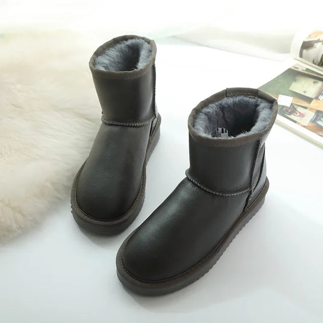 Klassische neue Winterstiefel aus echtem Schaffell, Schneestiefel 2025, Damenschuhe, natürliche Fellwolle, echtes Schaffell, Damen-Knöchel-Schneestiefel