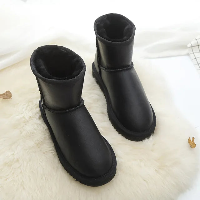 Klassische neue Winterstiefel aus echtem Schaffell, Schneestiefel 2025, Damenschuhe, natürliche Fellwolle, echtes Schaffell, Damen-Knöchel-Schneestiefel