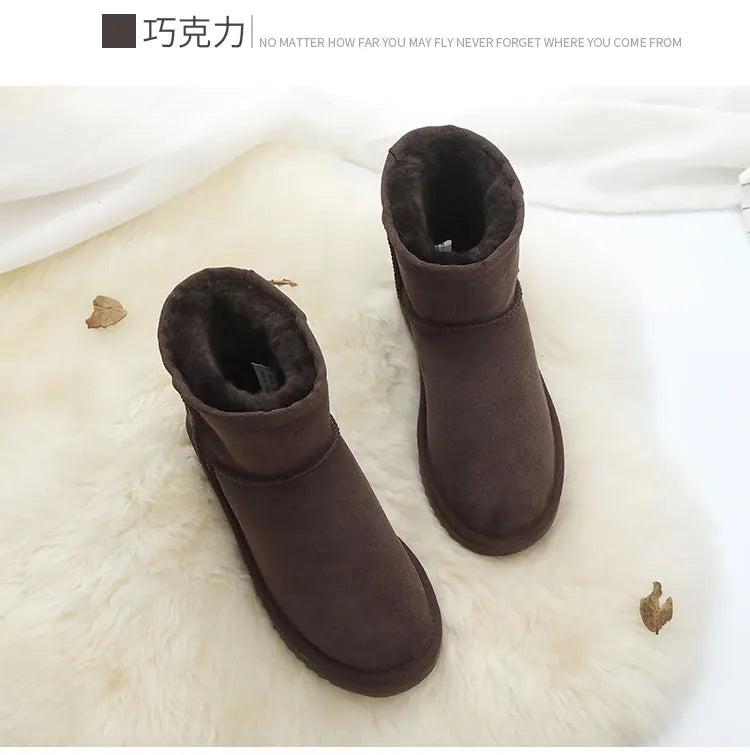 Klassische neue Winterstiefel aus echtem Schaffell, Schneestiefel 2025, Damenschuhe, natürliche Fellwolle, echtes Schaffell, Damen-Knöchel-Schneestiefel