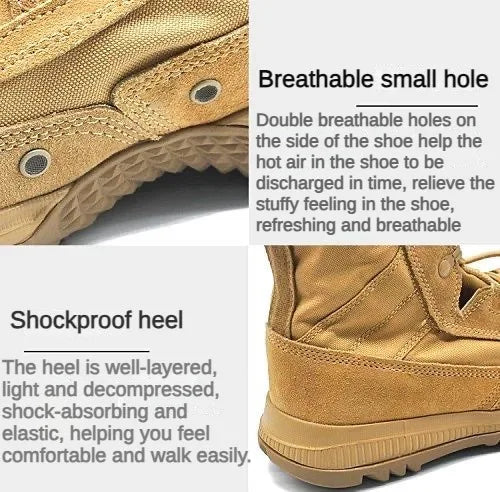 Hochgeschnittene wasserdichte Leder-Wanderarbeitsstiefel für Herren, rutschfest, leicht, Kampf- & Taktikstiefel, atmungsaktive Wüstenstiefel