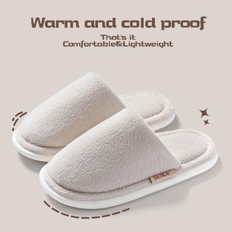 Hausschuhe aus Baumwolle für Damen, Winter mit dicker Sohle, 2024 neue warme Hausschuhe aus Wollstoff für Herren, Winter