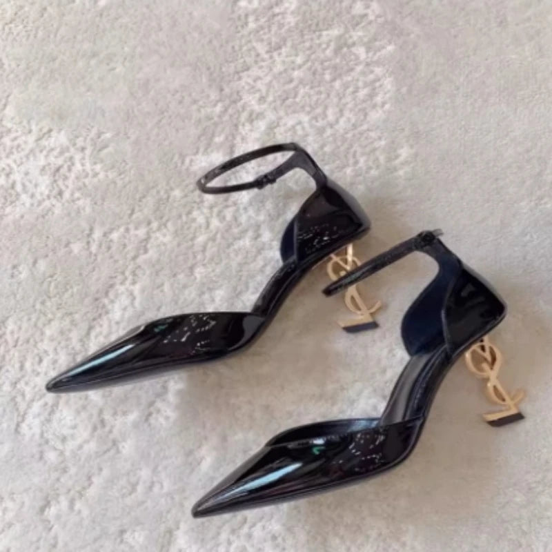 Damen Sommerneuheit 2025: Luxus-Designermarke, sexy spitze High Heels, elegante Slip-On-Partyschuhe, Damensandalen, Zapatos