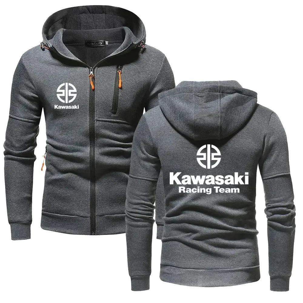 Kawasaki Logo Racing Motorradteam Herren Zip-Up Hoodie Frühling Herbst Übergröße Sweatshirt Neuer Sport Damen Jacken Mäntel