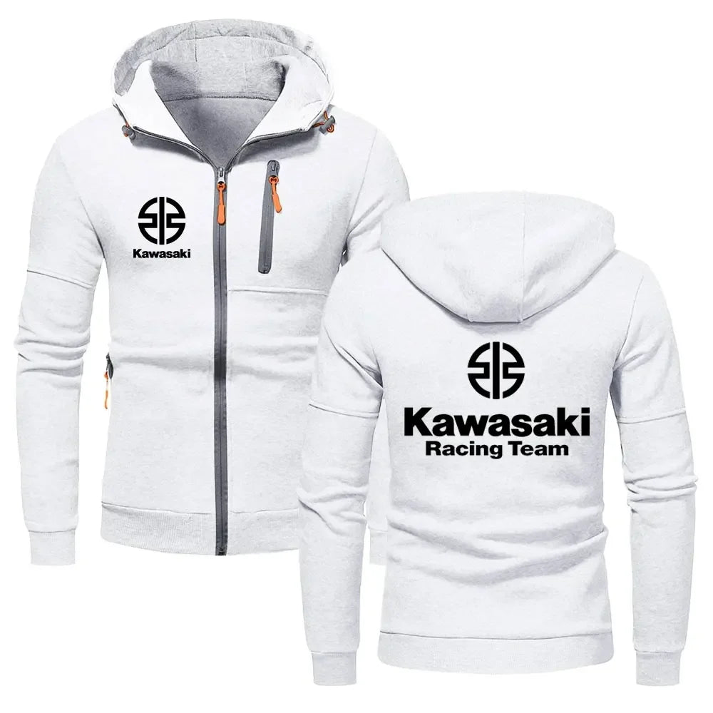Kawasaki Logo Racing Motorradteam Herren Zip-Up Hoodie Frühling Herbst Übergröße Sweatshirt Neuer Sport Damen Jacken Mäntel