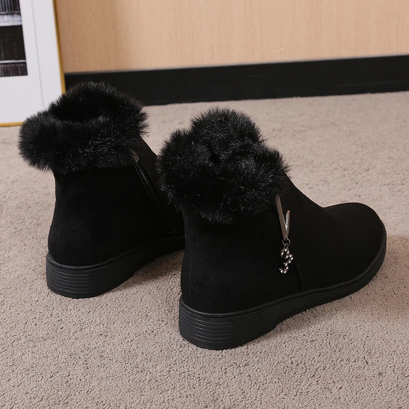 Wintermode Damen Keilabsatz-Stiefeletten, höhenverstellende Schuhe, High Heels Stiefeletten mit Metall-Rhinestone, Botas Mujer 2024