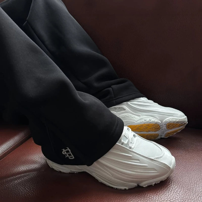 Y2K Herren Jogger Lockeres Su-Logo Stickerei an den Beinabschlüssen Weit geschnittene Hosen Extragroße Taschen Modische Partnerhosen Gerade geschnittene Hosen