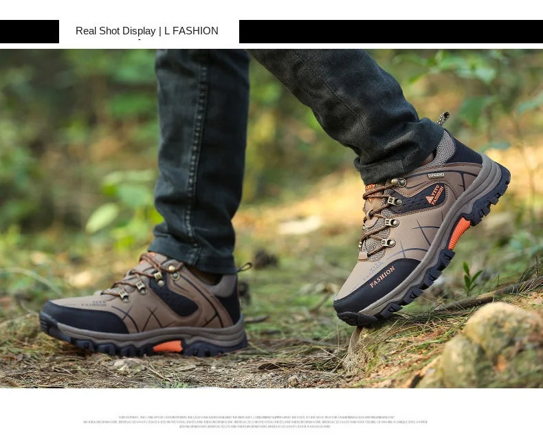 Neue Ledersneaker Atmungsaktive Herren Freizeitschuhe Bequeme Wanderschuhe Rutschfeste Outdoor-Wanderschuhe Modisch