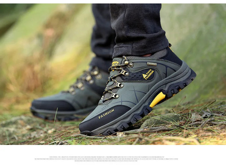 Neue Ledersneaker Atmungsaktive Herren Freizeitschuhe Bequeme Wanderschuhe Rutschfeste Outdoor-Wanderschuhe Modisch