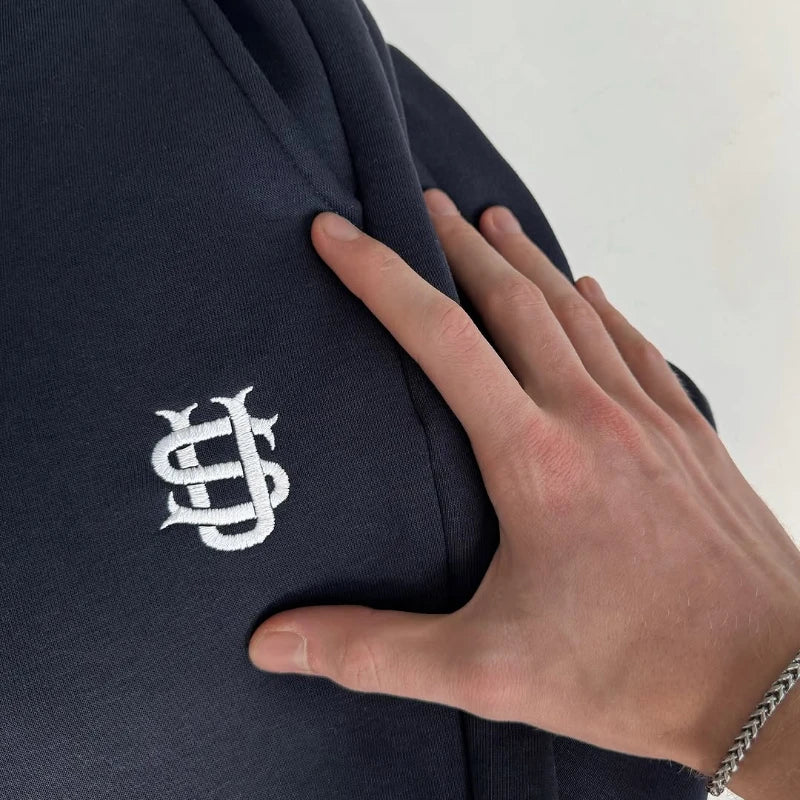 Y2K Herren Jogger Lockeres Su-Logo Stickerei an den Beinabschlüssen Weit geschnittene Hosen Extragroße Taschen Modische Partnerhosen Gerade geschnittene Hosen