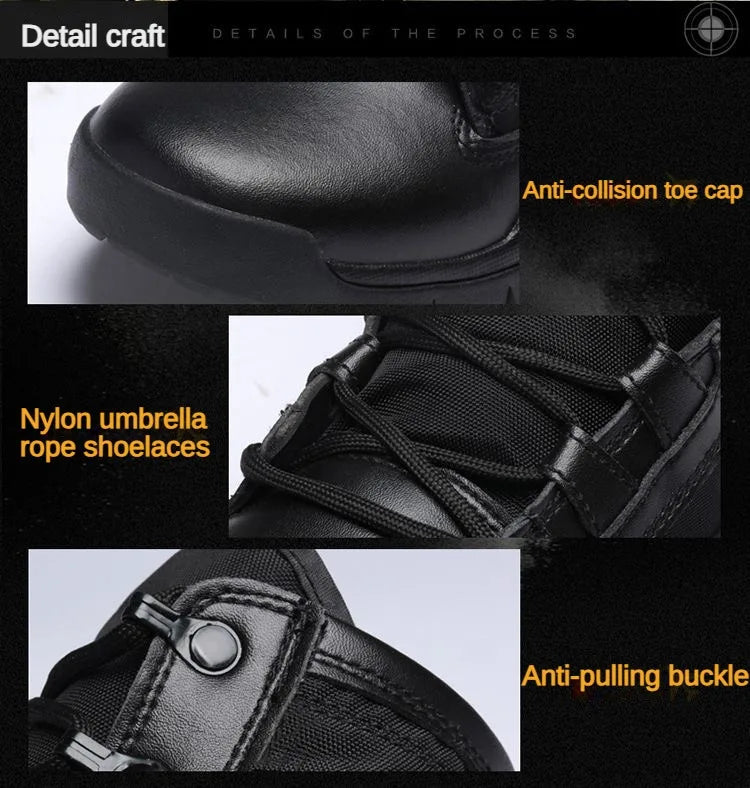 Hochgeschnittene wasserdichte Leder-Wanderarbeitsstiefel für Herren, rutschfest, leicht, Kampf- & Taktikstiefel, atmungsaktive Wüstenstiefel