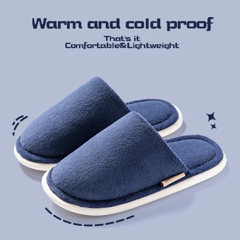 Hausschuhe aus Baumwolle für Damen, Winter mit dicker Sohle, 2024 neue warme Hausschuhe aus Wollstoff für Herren, Winter