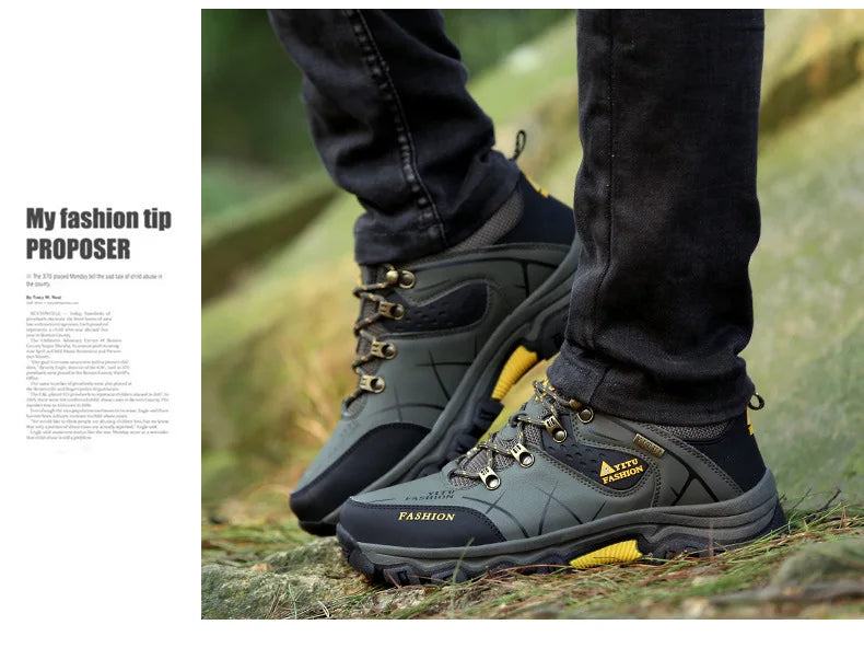 Neue Ledersneaker Atmungsaktive Herren Freizeitschuhe Bequeme Wanderschuhe Rutschfeste Outdoor-Wanderschuhe Modisch