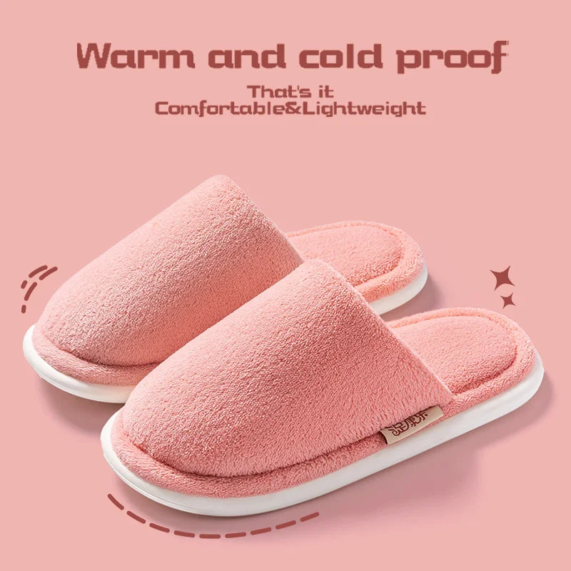 Hausschuhe aus Baumwolle für Damen, Winter mit dicker Sohle, 2024 neue warme Hausschuhe aus Wollstoff für Herren, Winter