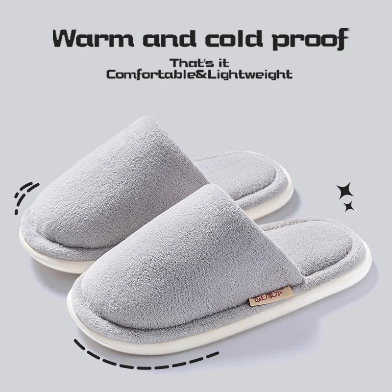Hausschuhe aus Baumwolle für Damen, Winter mit dicker Sohle, 2024 neue warme Hausschuhe aus Wollstoff für Herren, Winter