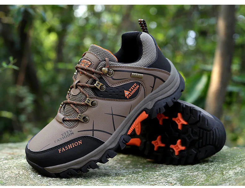 Neue Ledersneaker Atmungsaktive Herren Freizeitschuhe Bequeme Wanderschuhe Rutschfeste Outdoor-Wanderschuhe Modisch