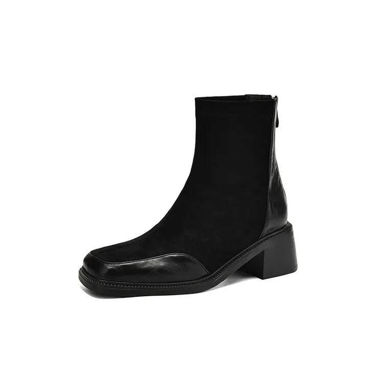 Neue Herbst-Winter Damenstiefel – Modische Chelsea-Stiefeletten mit eckiger Spitze für Damen, kurze Stiefel mit Blockabsatz, Botines Mujer in den Größen 34–43.