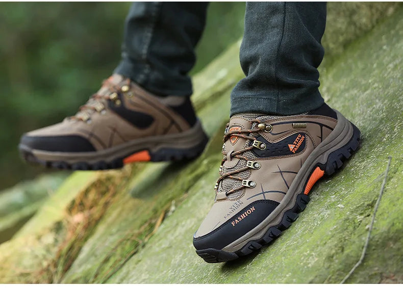 Neue Ledersneaker Atmungsaktive Herren Freizeitschuhe Bequeme Wanderschuhe Rutschfeste Outdoor-Wanderschuhe Modisch