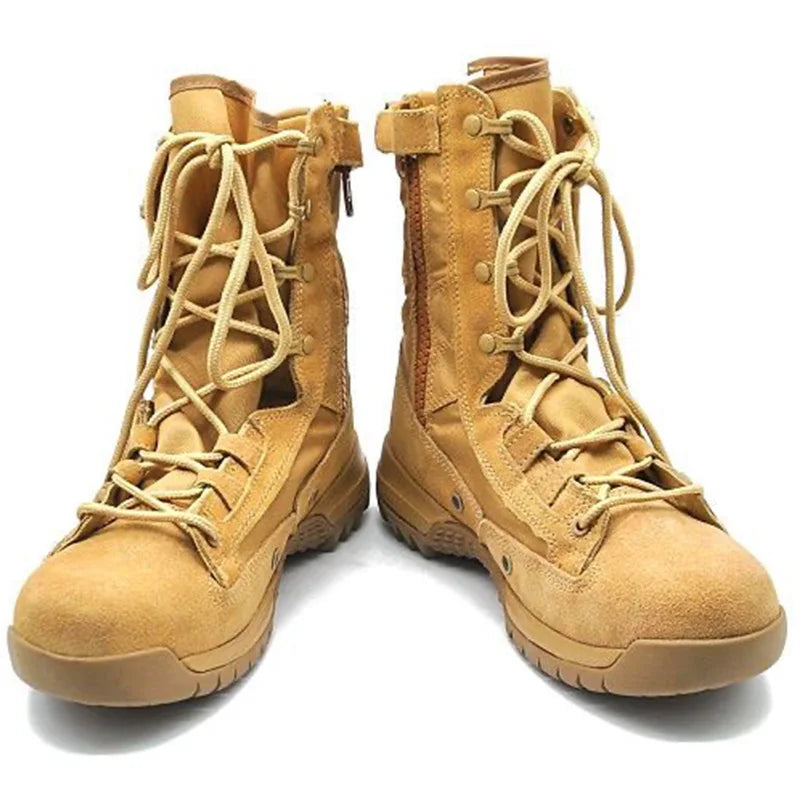 Hochgeschnittene wasserdichte Leder-Wanderarbeitsstiefel für Herren, rutschfest, leicht, Kampf- & Taktikstiefel, atmungsaktive Wüstenstiefel