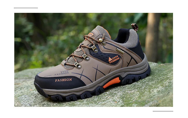 Neue Ledersneaker Atmungsaktive Herren Freizeitschuhe Bequeme Wanderschuhe Rutschfeste Outdoor-Wanderschuhe Modisch