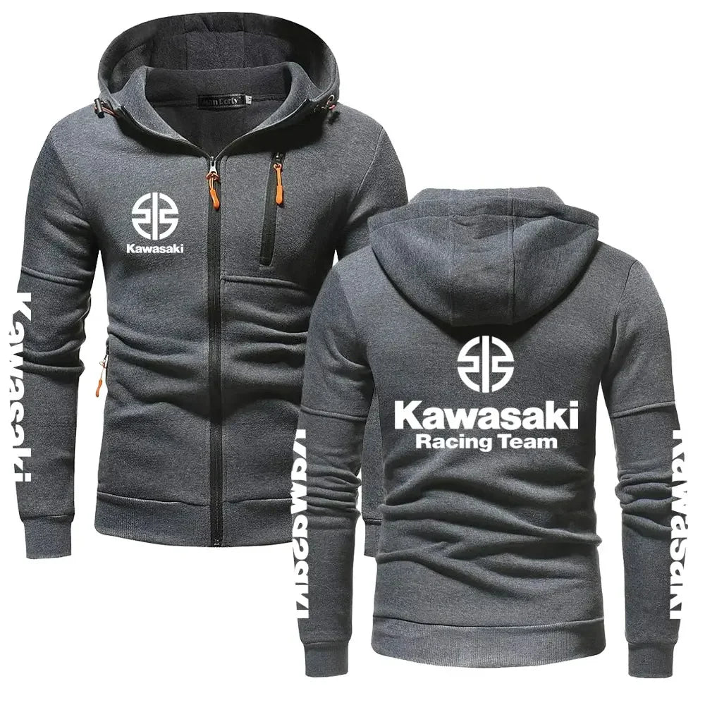 Kawasaki Logo Racing Motorradteam Herren Zip-Up Hoodie Frühling Herbst Übergröße Sweatshirt Neuer Sport Damen Jacken Mäntel