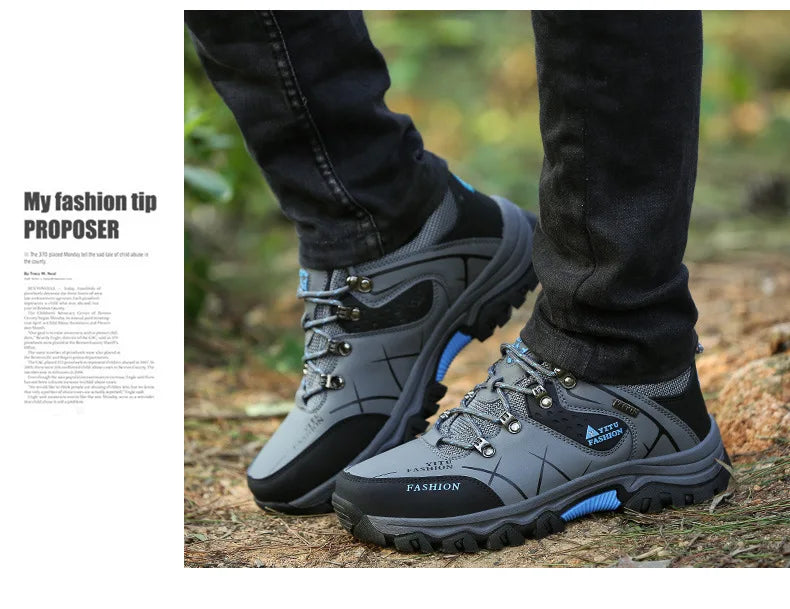 Neue Ledersneaker Atmungsaktive Herren Freizeitschuhe Bequeme Wanderschuhe Rutschfeste Outdoor-Wanderschuhe Modisch