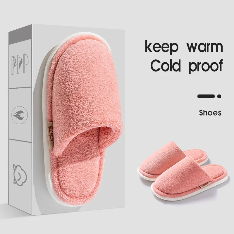 Hausschuhe aus Baumwolle für Damen, Winter mit dicker Sohle, 2024 neue warme Hausschuhe aus Wollstoff für Herren, Winter