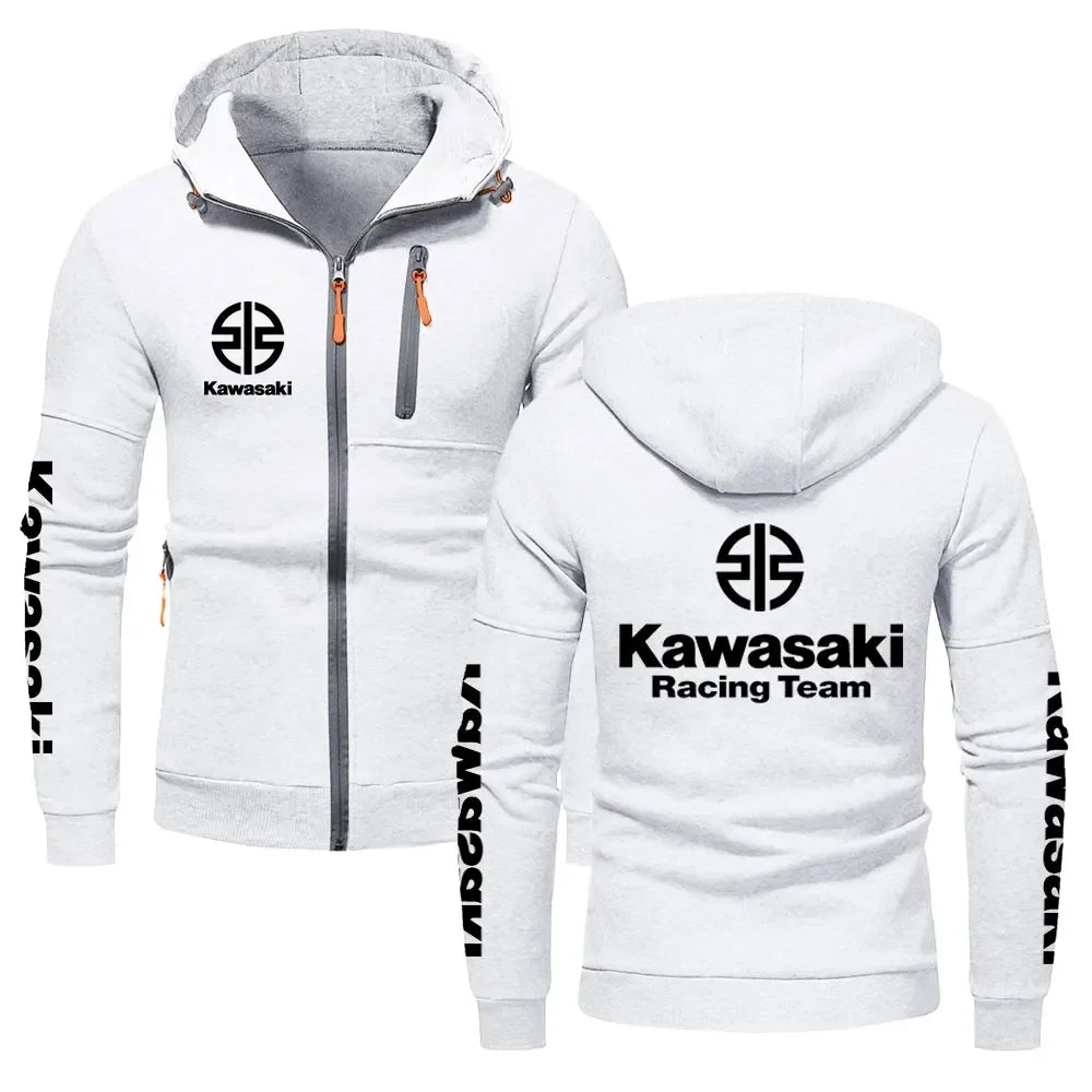 Kawasaki Logo Racing Motorradteam Herren Zip-Up Hoodie Frühling Herbst Übergröße Sweatshirt Neuer Sport Damen Jacken Mäntel