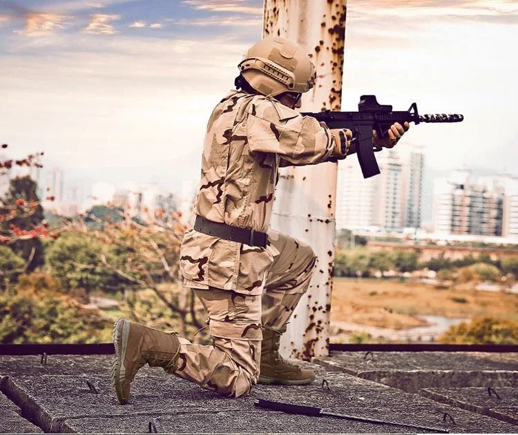 Hochgeschnittene wasserdichte Leder-Wanderarbeitsstiefel für Herren, rutschfest, leicht, Kampf- & Taktikstiefel, atmungsaktive Wüstenstiefel