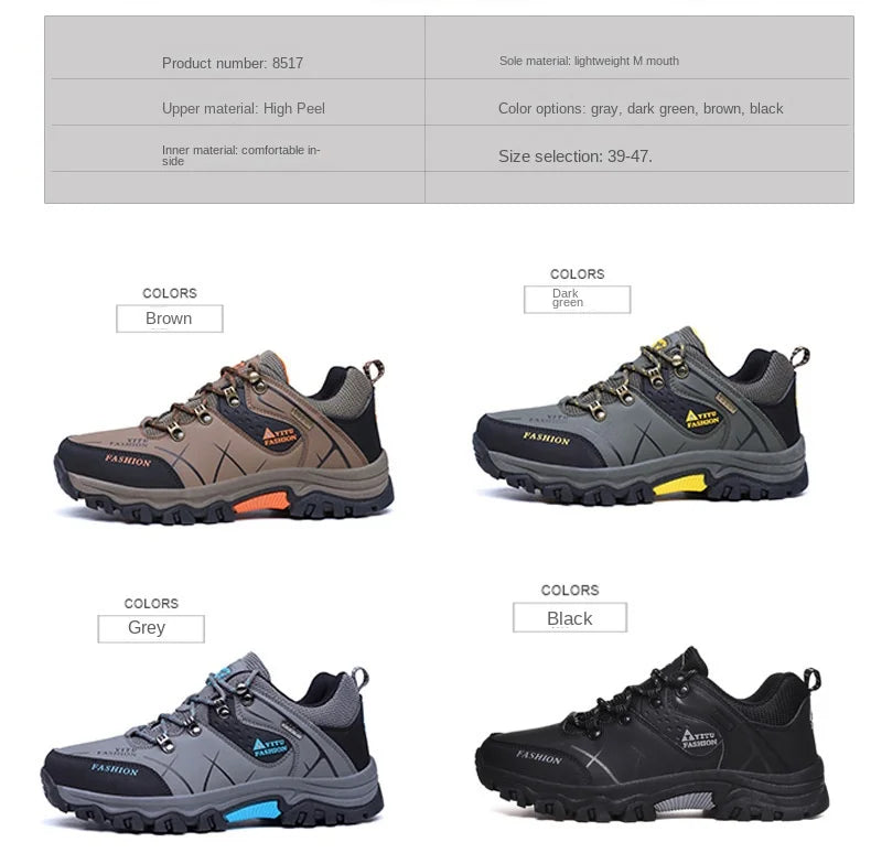 Neue Ledersneaker Atmungsaktive Herren Freizeitschuhe Bequeme Wanderschuhe Rutschfeste Outdoor-Wanderschuhe Modisch