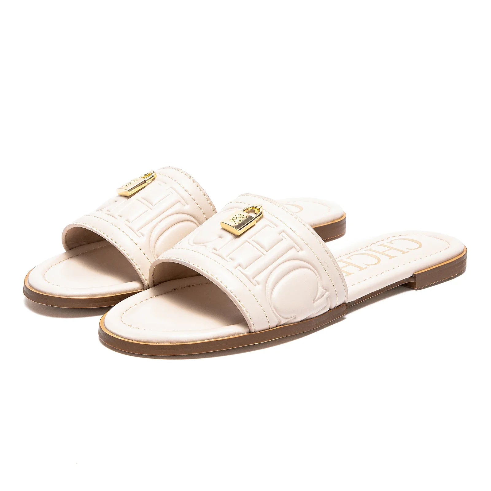 C-H Damen Ballerinas Sommer Neu Einfarbige Geprägte Sandalen Schlichte Modische Pantoffeln Für Schülerinnen Schuhe